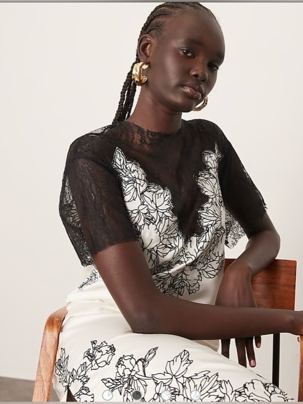ASOS ARRANGE satin lace applique embroidered column midi dress in ivory - Picture 4 of 15